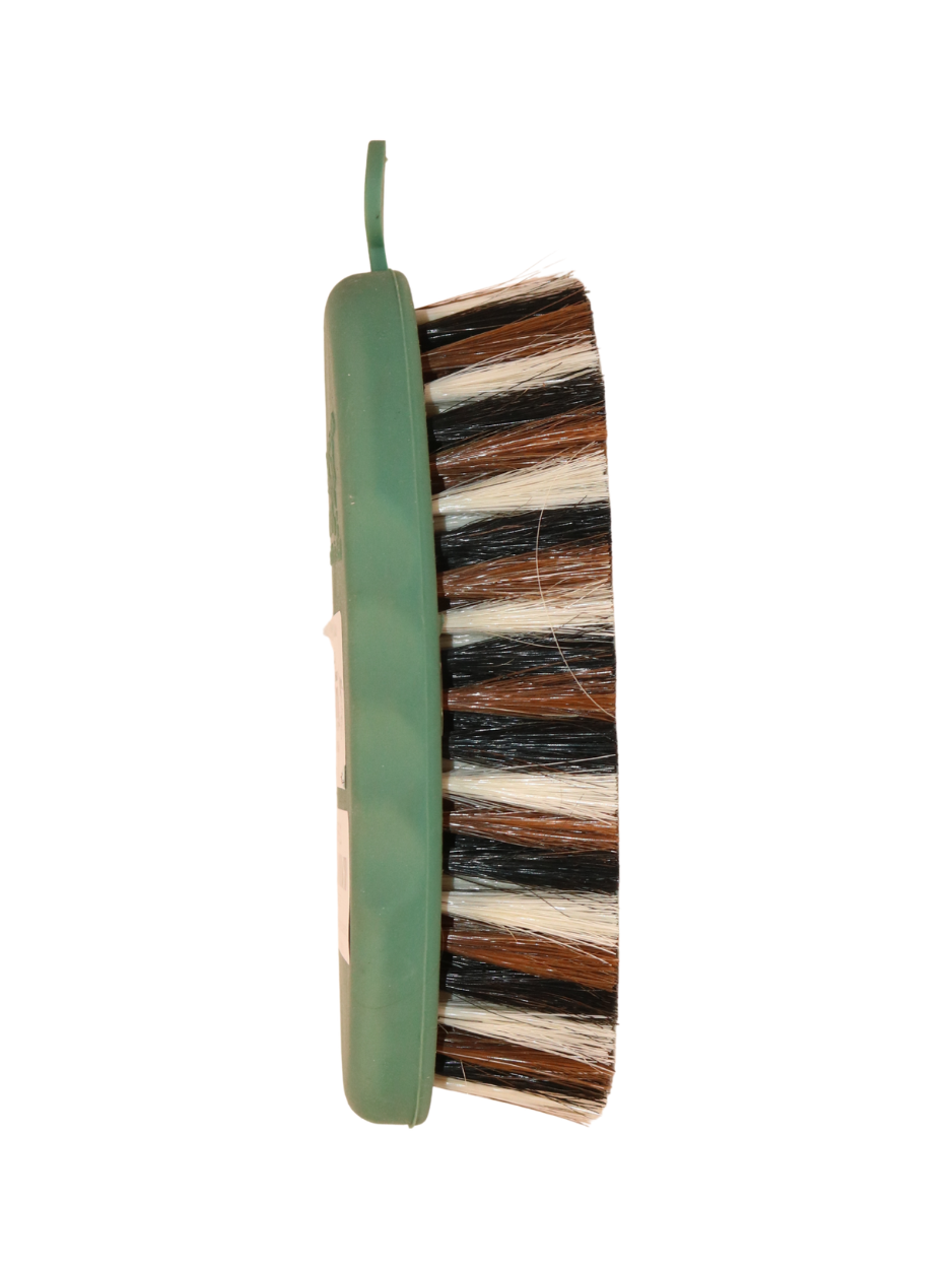Soft brush with natural bristles. Small, non-slip surface.
