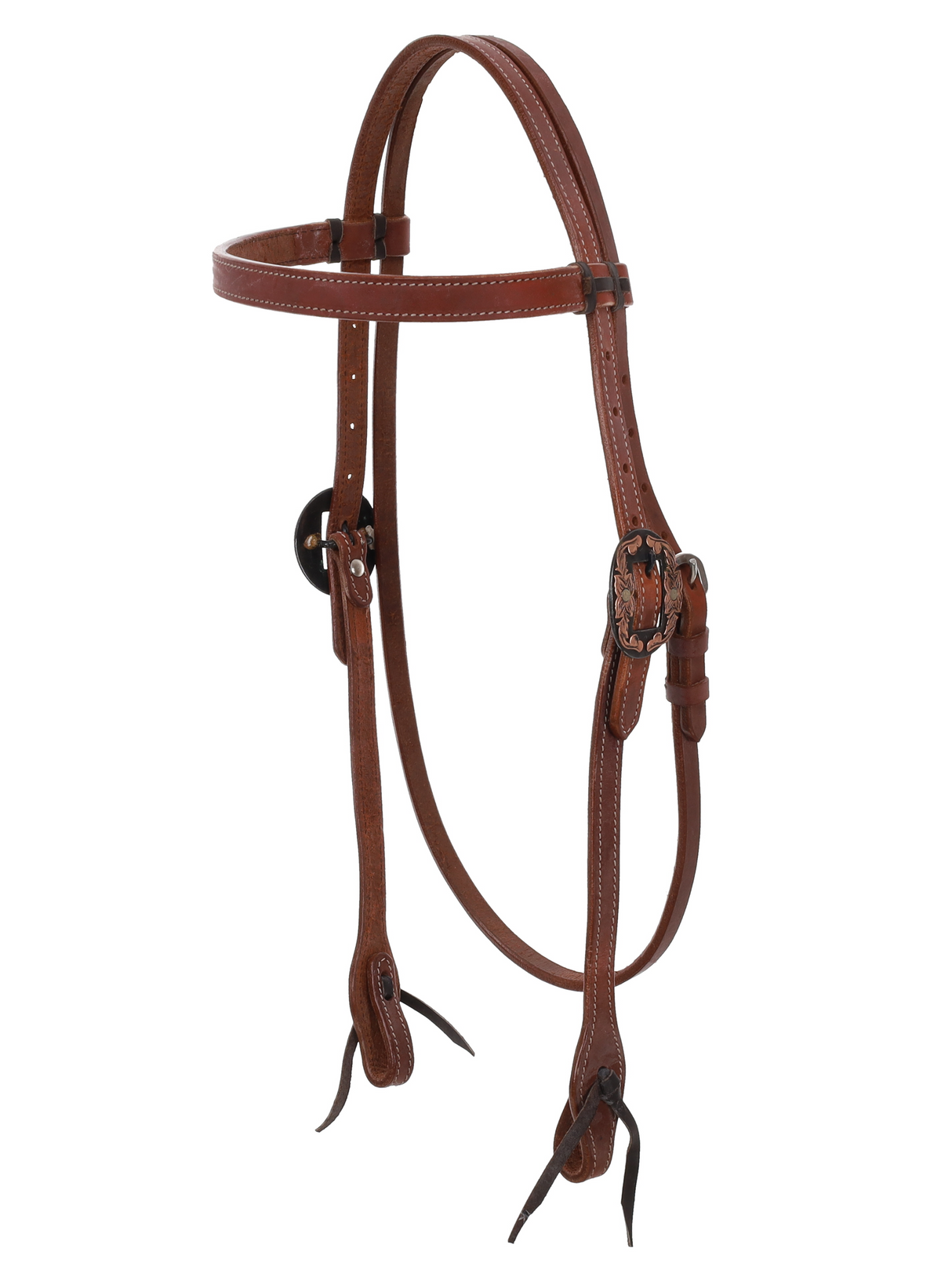 Bride western à frontal avec boucles florales gravées