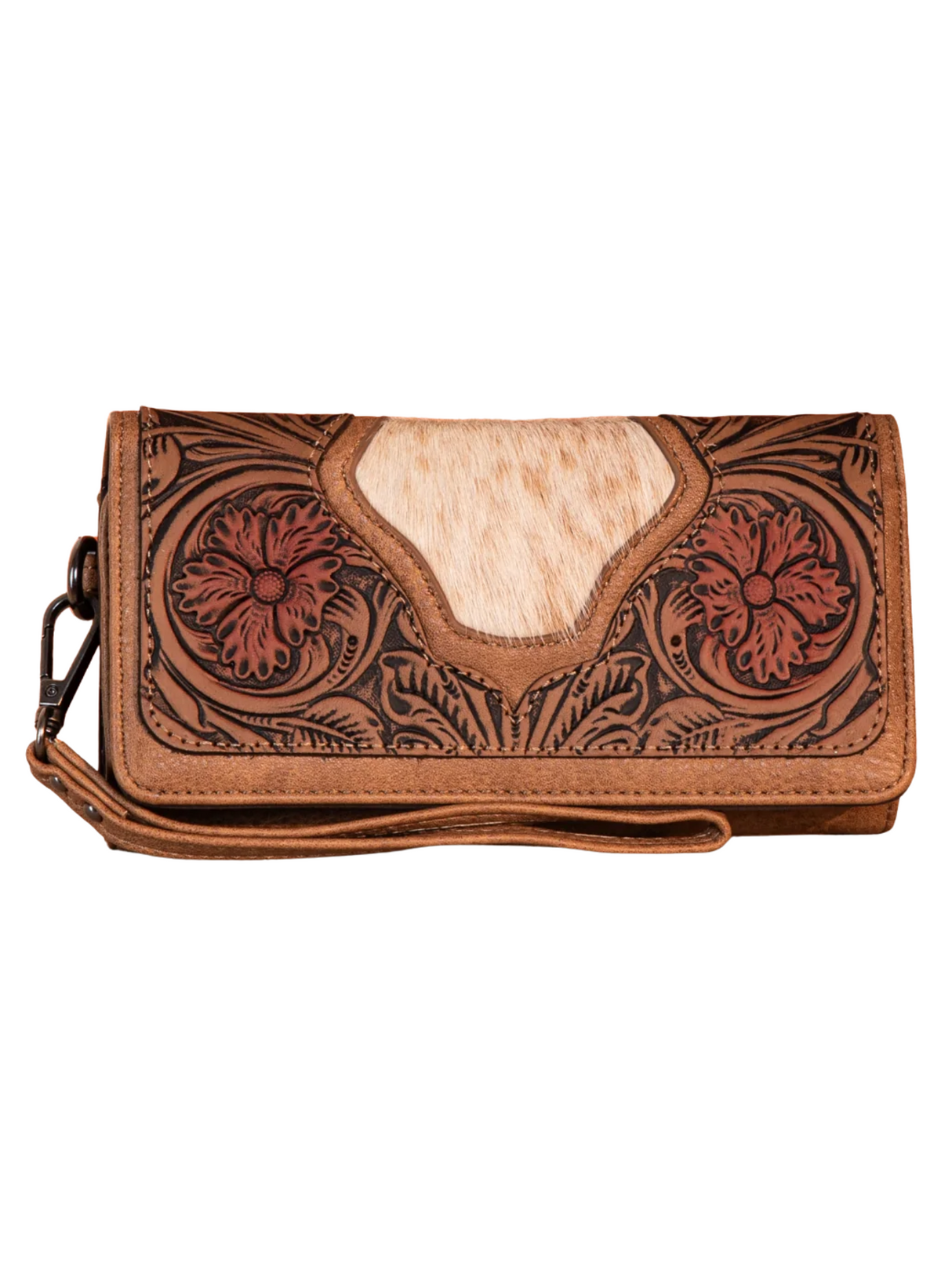 Porte-Feuille Floral Tooled & Hair-On