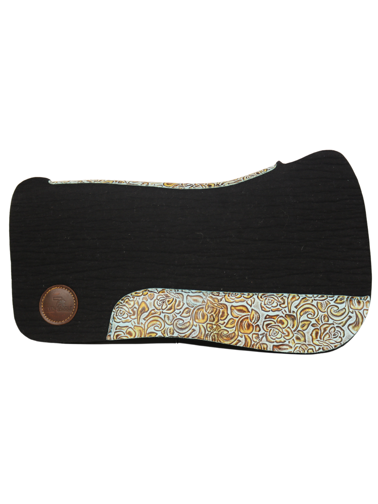 Black Western Rug with Turquoise Flowers