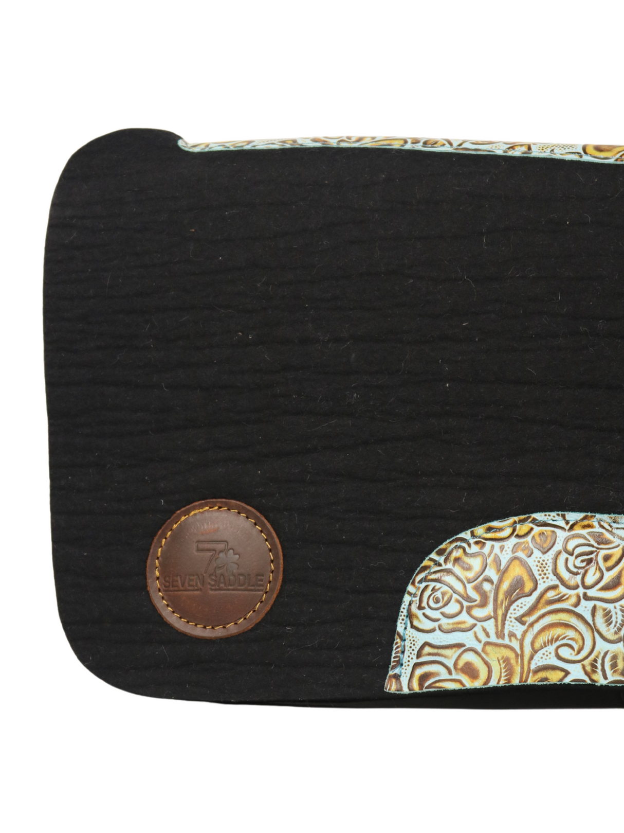 Black Western Rug with Turquoise Flowers