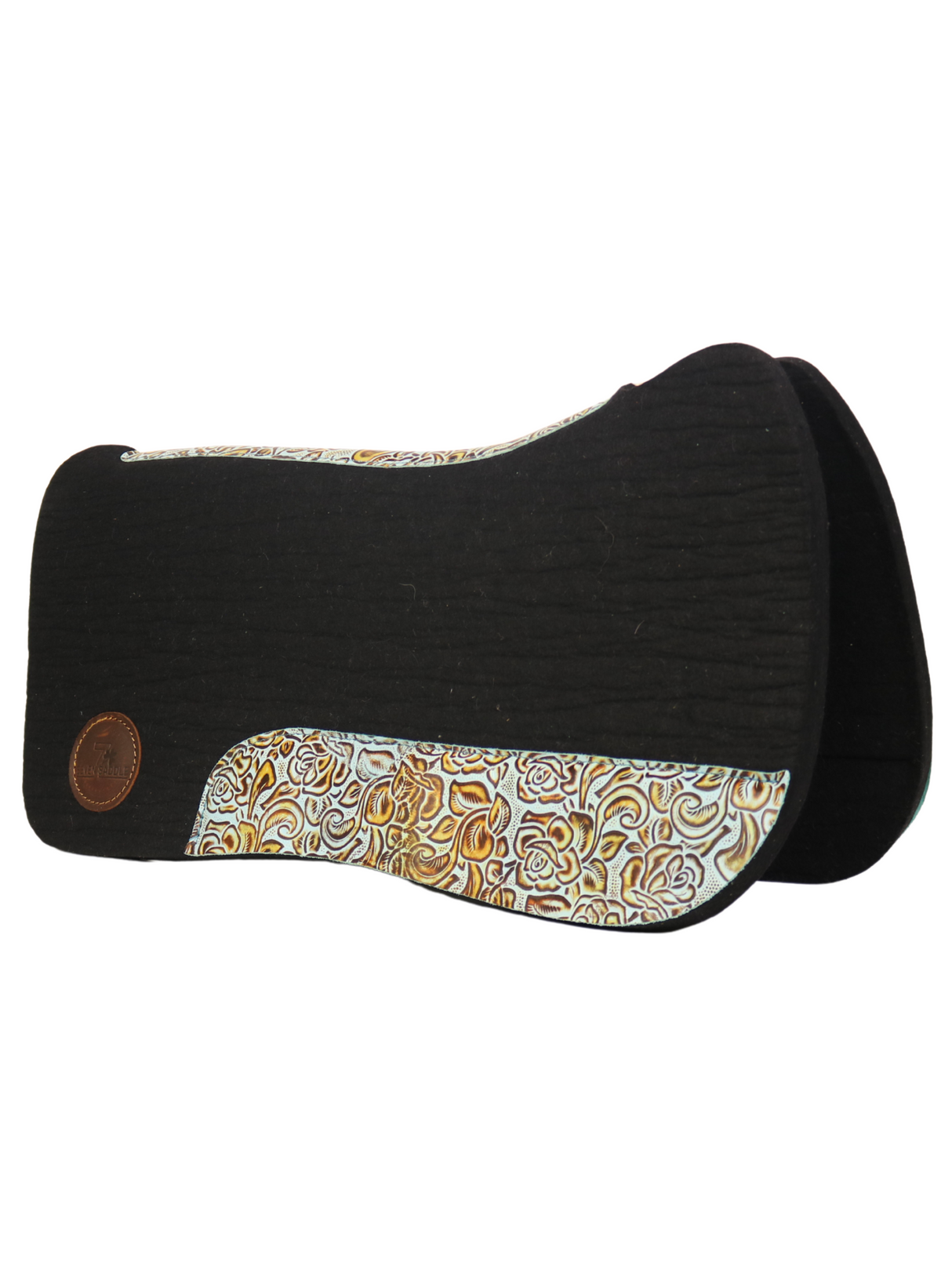 Black Western Rug with Turquoise Flowers