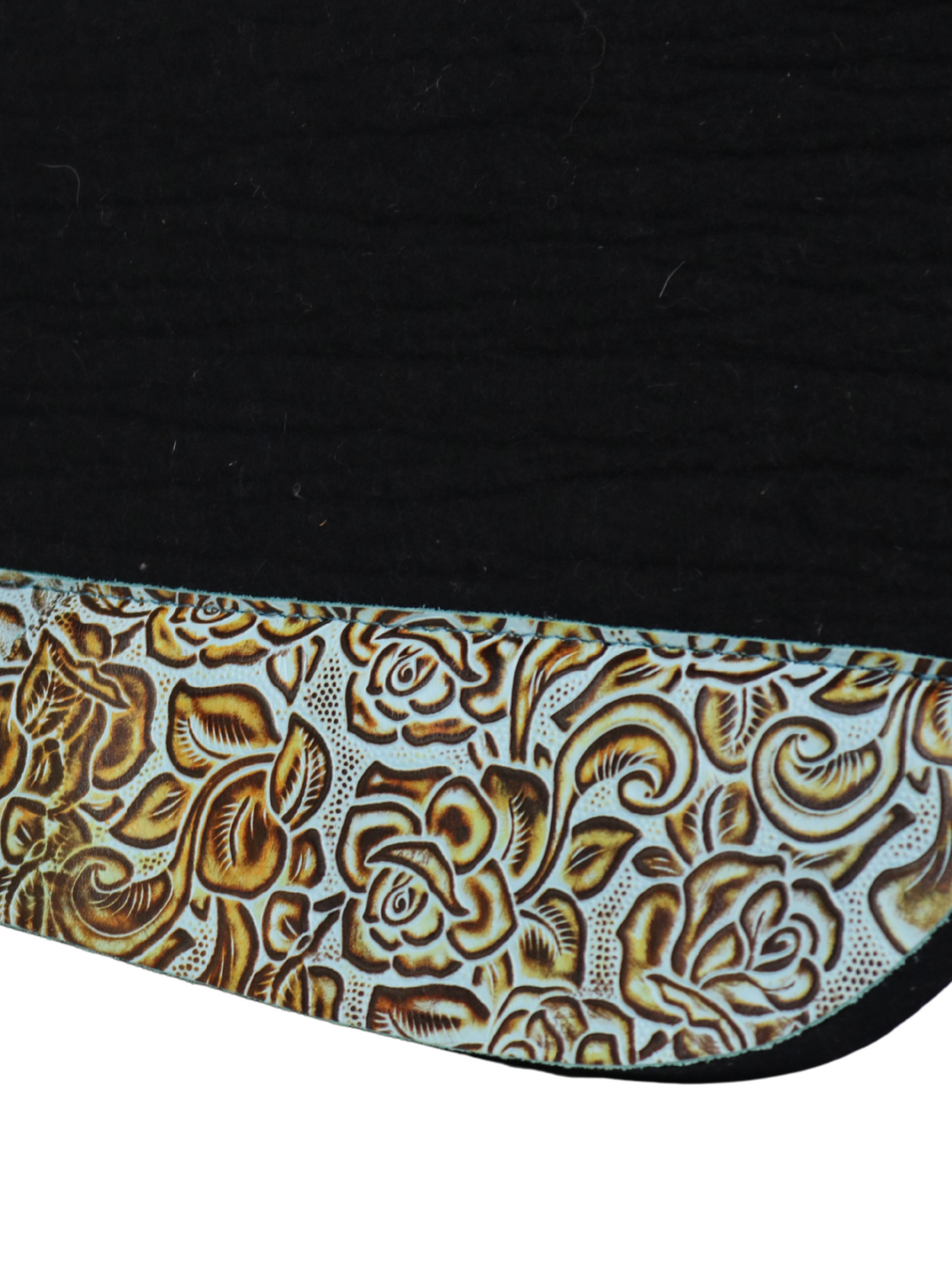 Black Western Rug with Turquoise Flowers