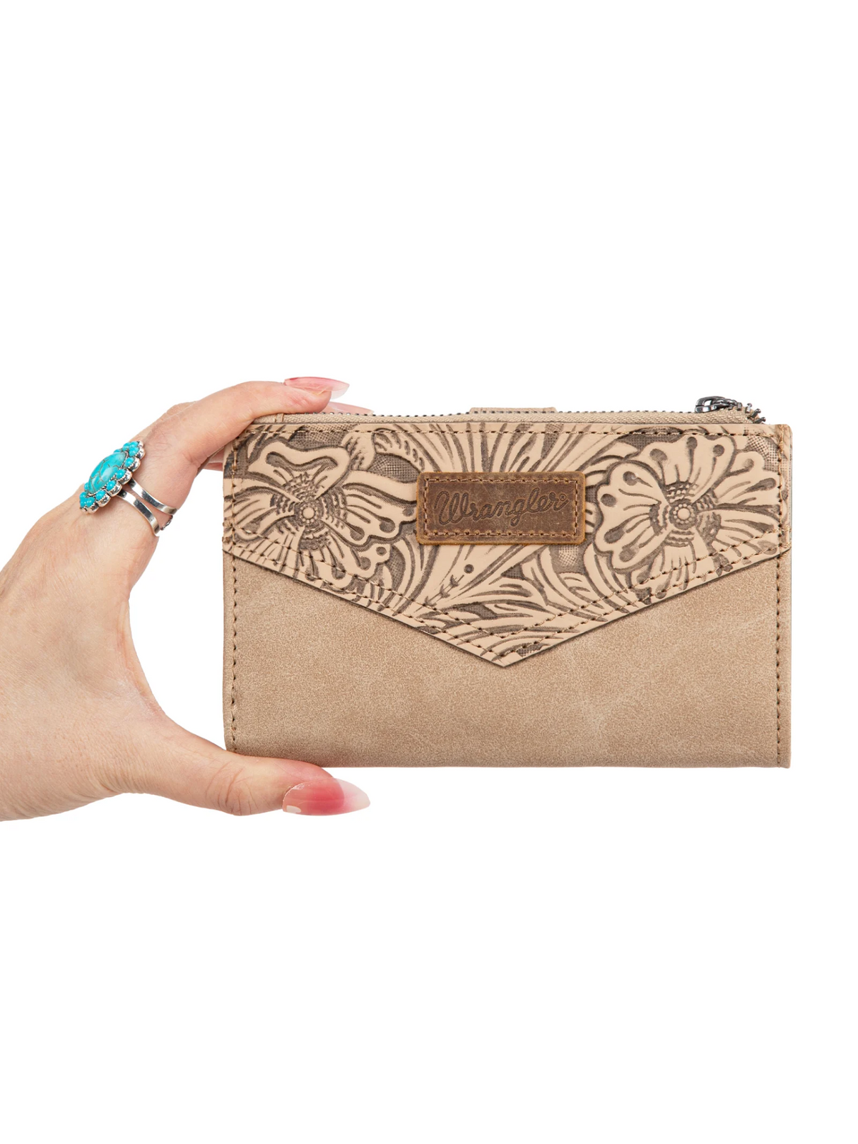 Portefeuille Floral Tooled Bi-Fold