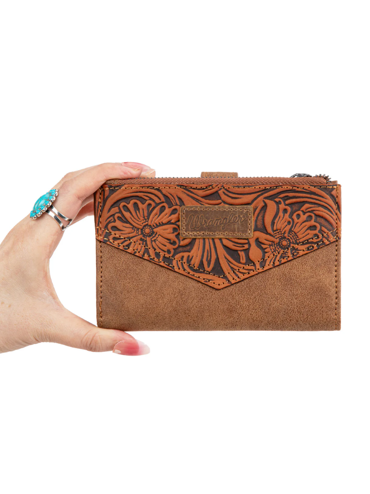 Portefeuille Floral Tooled Bi-Fold