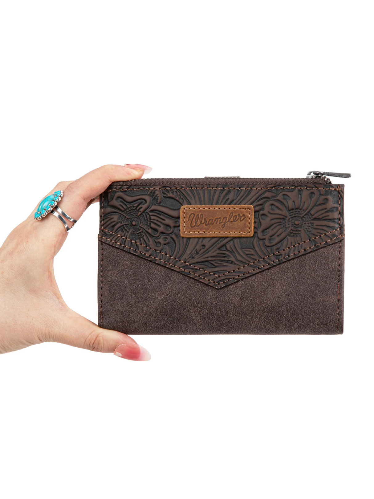 Portefeuille Floral Tooled Bi-Fold