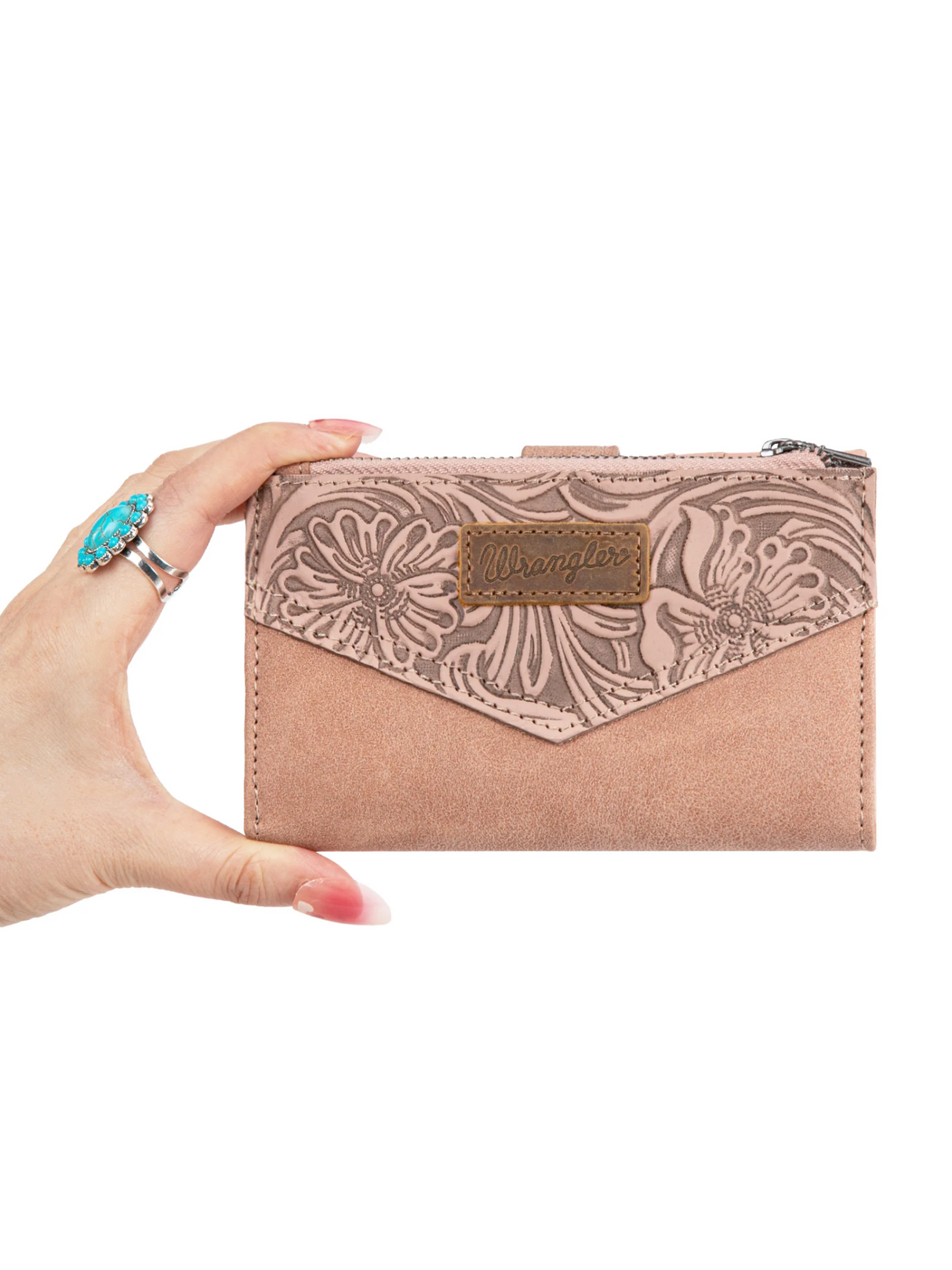 Portefeuille Floral Tooled Bi-Fold