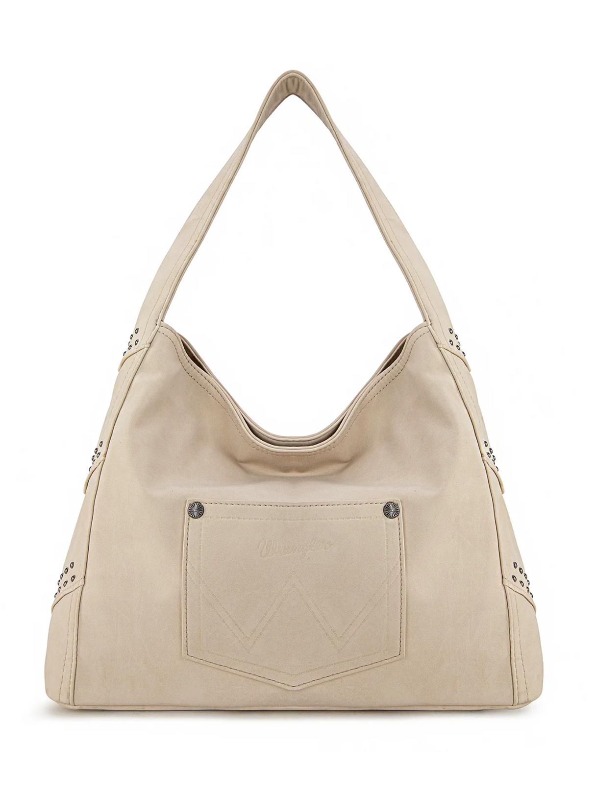 Studded fringe hobo bag