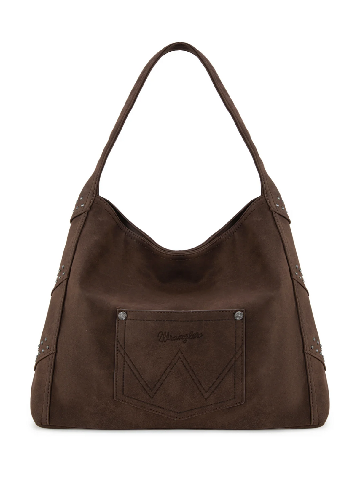 Studded fringe hobo bag