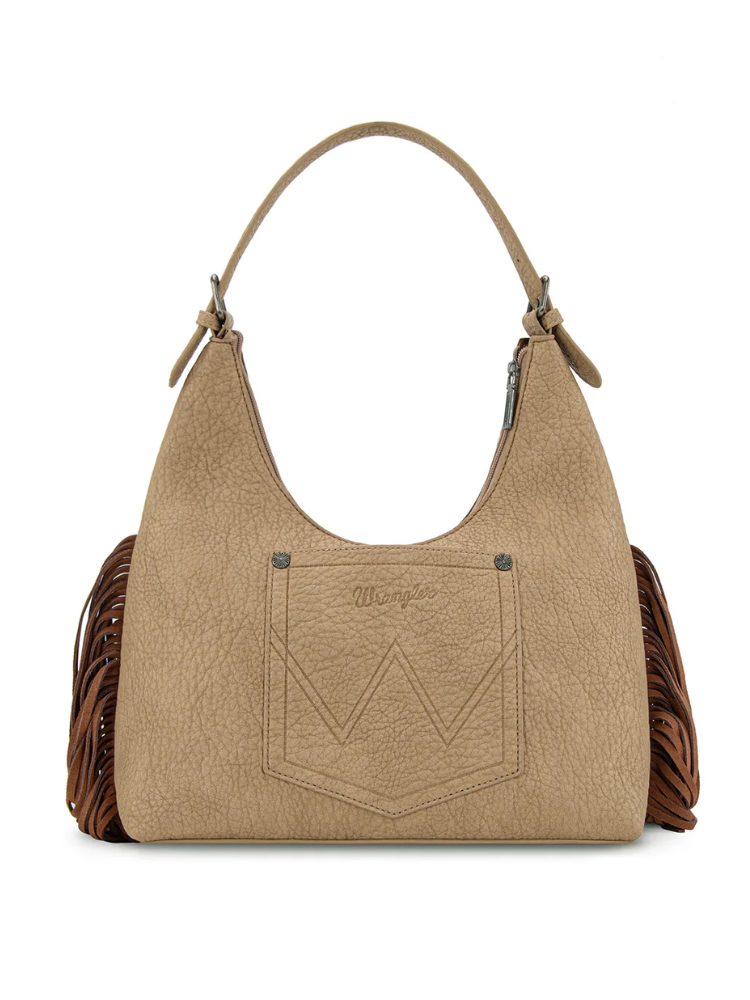 Floral Tooled Fringe Hobo Bag