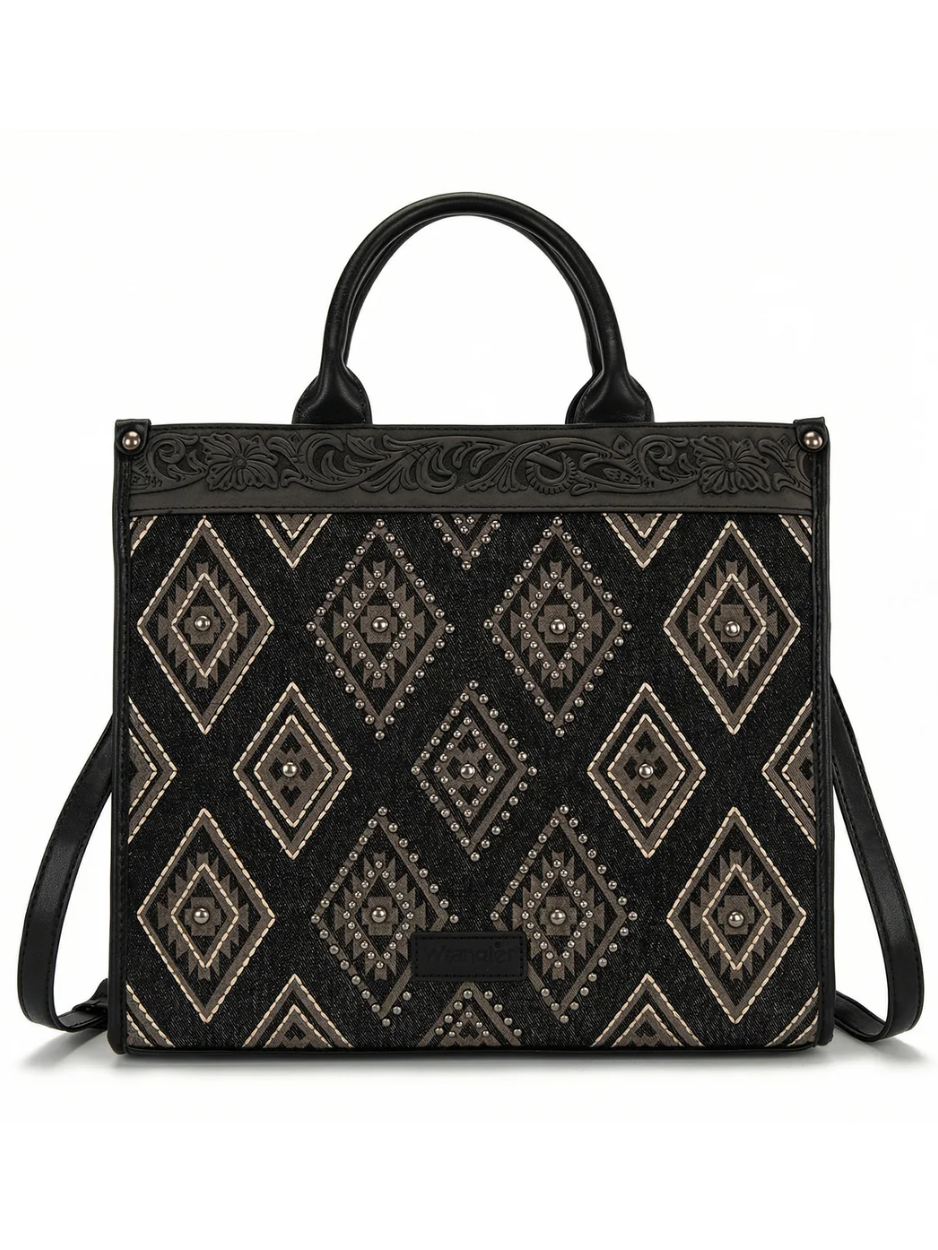 Sac à main à bandoulière Aztec Studded Denim