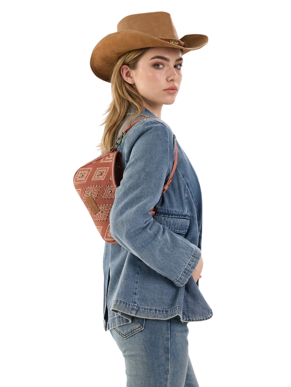 Sac à main Aztec Studded Denim avec mini pochette