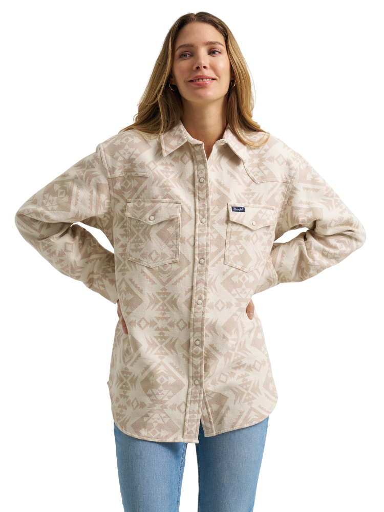 Surchemise Retro® Boyfriend Aztec Crème - Femme