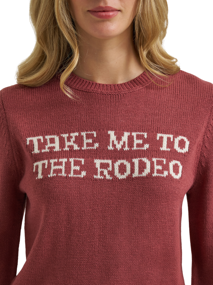 Chandail en tricot Retro Americana rose « Take Me to the Rodeo » - Femme