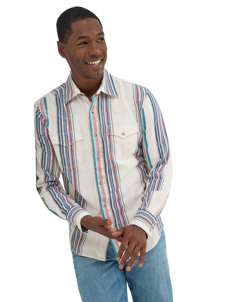 Chemise Western Retro® Premium Tan Multi Stripe à snaps - Homme