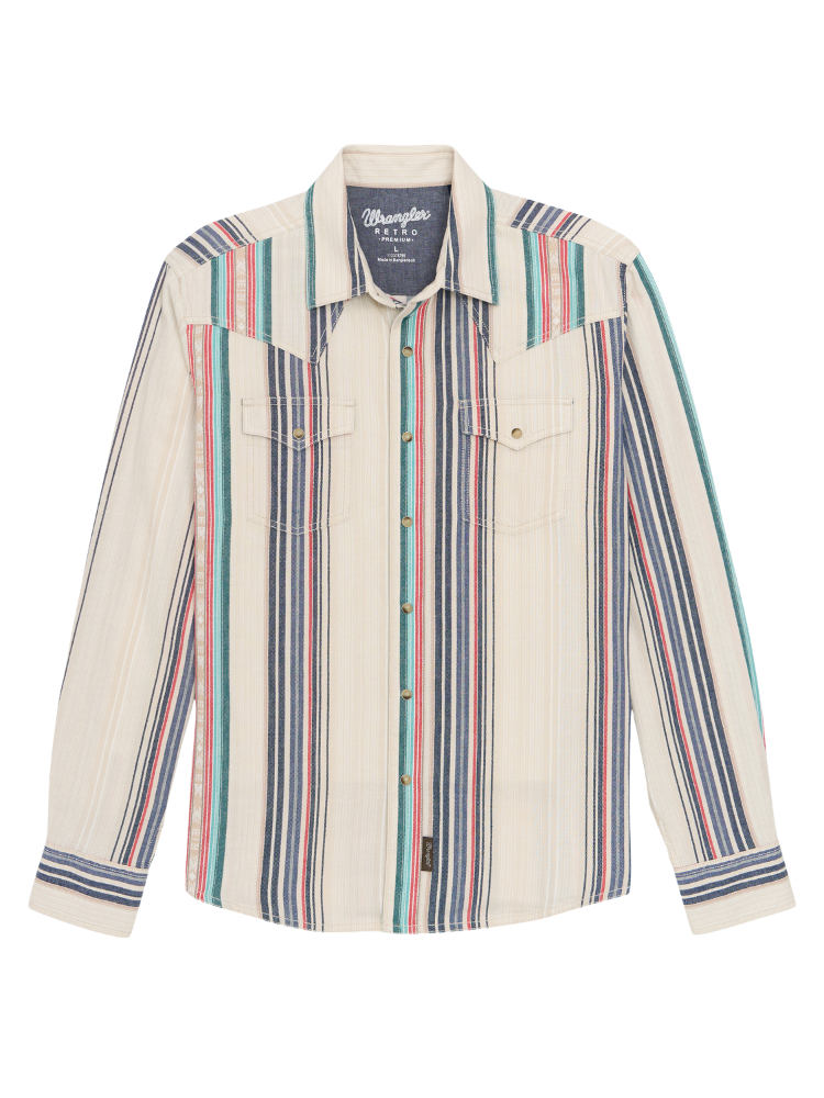 Chemise Western Retro® Premium Tan Multi Stripe à snaps - Homme