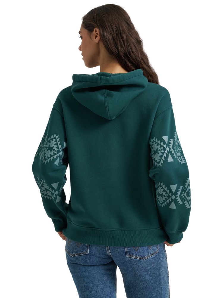 Chandail à capuchon Painted Geo Graphic turquoise - Femme
