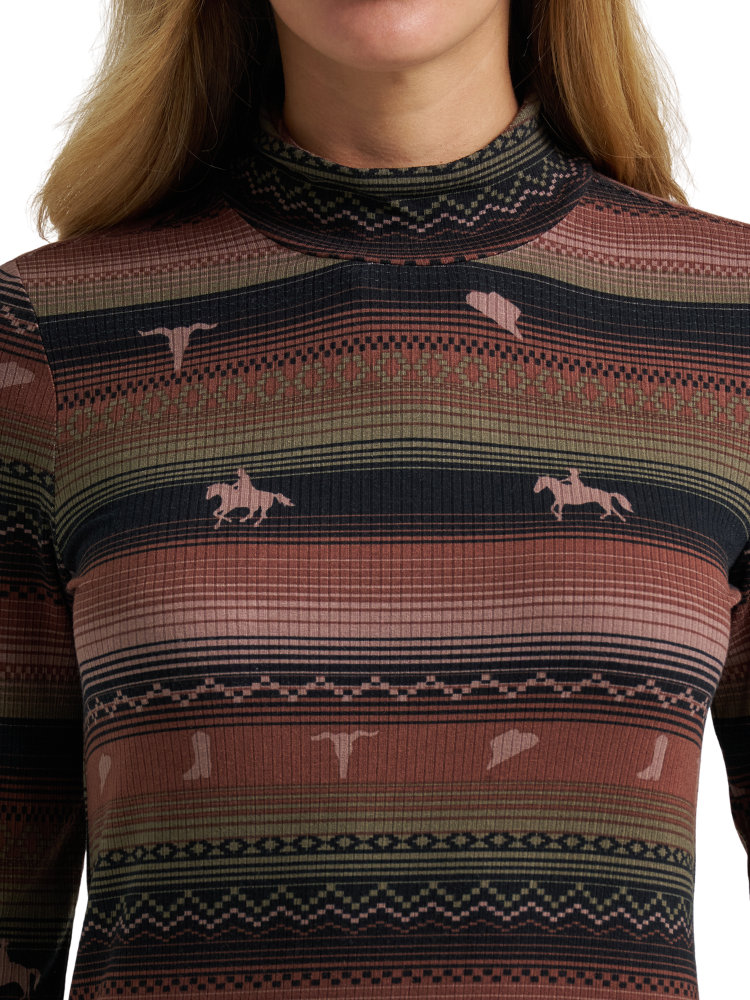 Chandail à manches longues Retro® Punchy Mock Neck Stripe - Femme