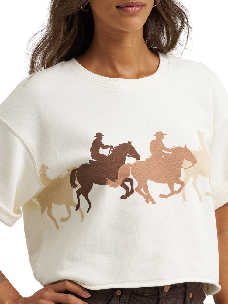 Sweatshirt Écourté à manches courtes Horse - Femme