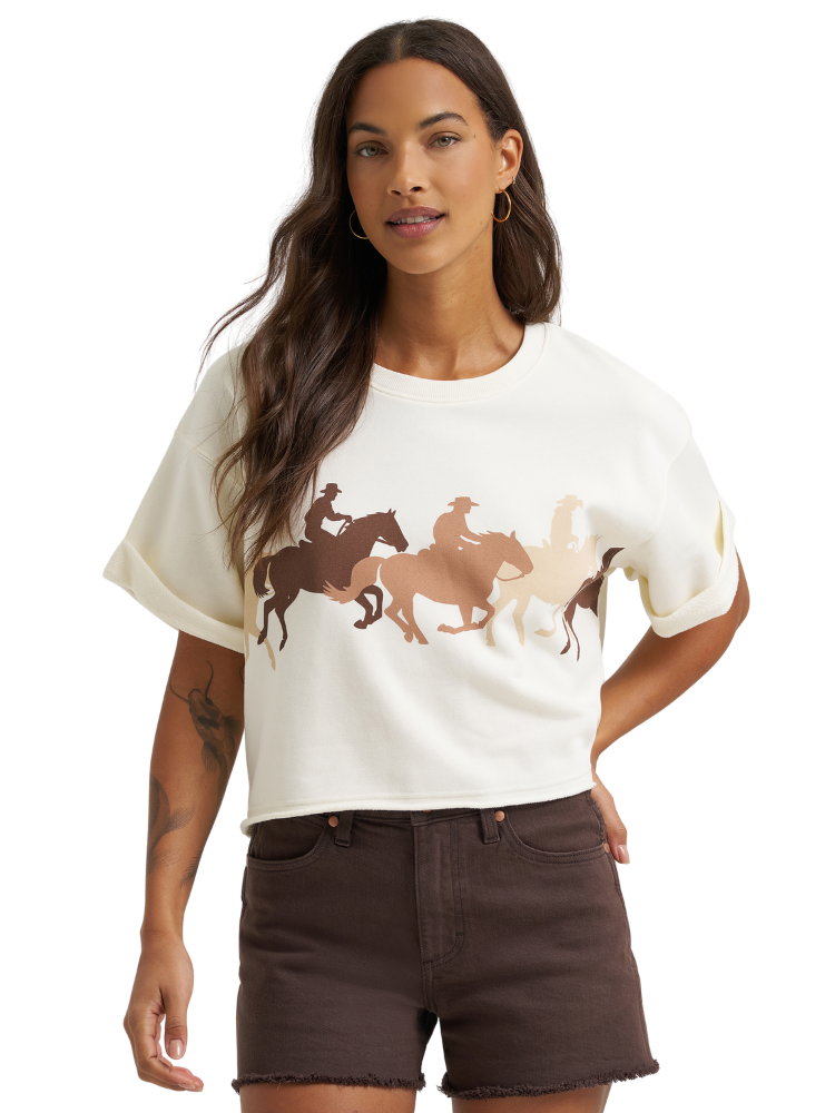 Sweatshirt Écourté à manches courtes Horse - Femme