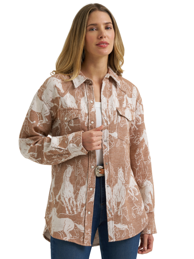 Chemise jacquard Boyfriend Horse Brown - Femme