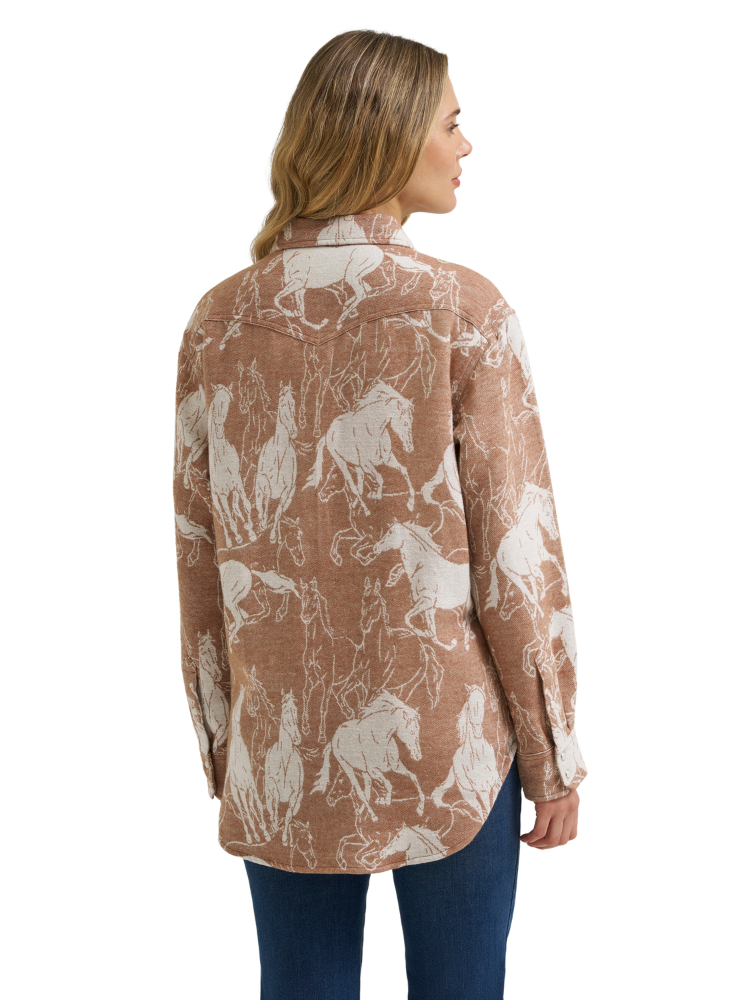 Chemise jacquard Boyfriend Horse Brown - Femme