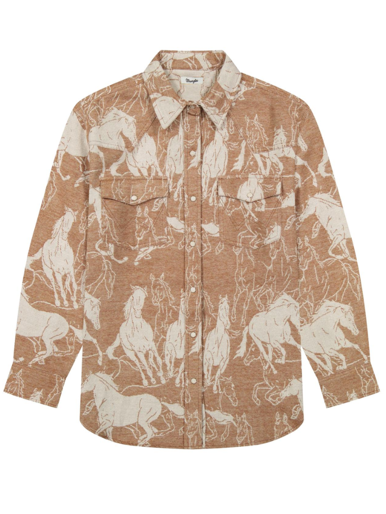 Chemise jacquard Boyfriend Horse Brown - Femme