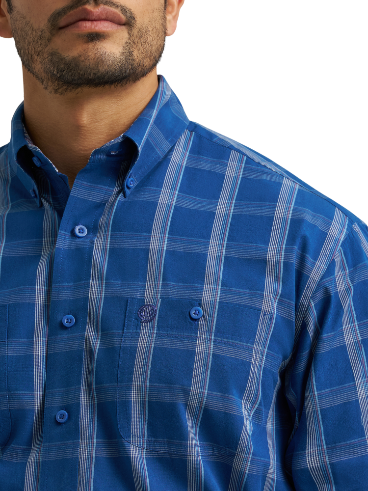 George Strait Men's Blue Plaid Western Shirt