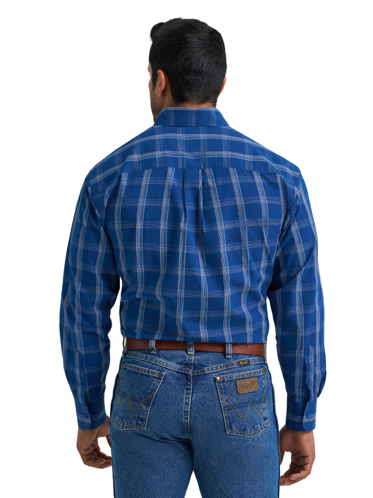 George Strait Men's Blue Plaid Western Shirt