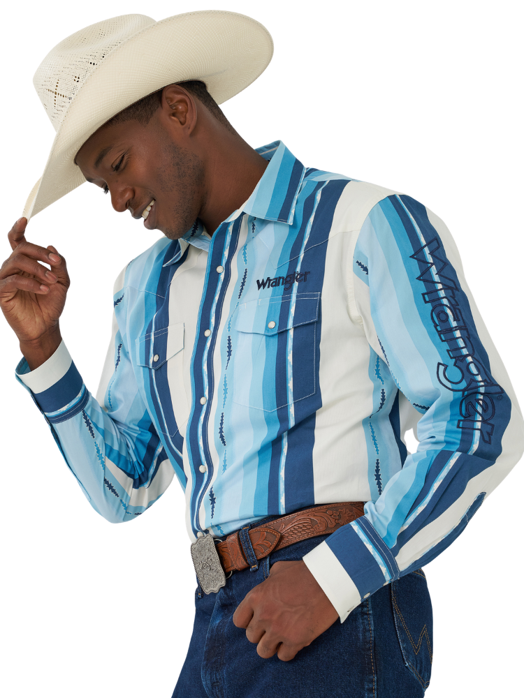 Chemise Western Vintage Stripe avec manche brodée - Homme