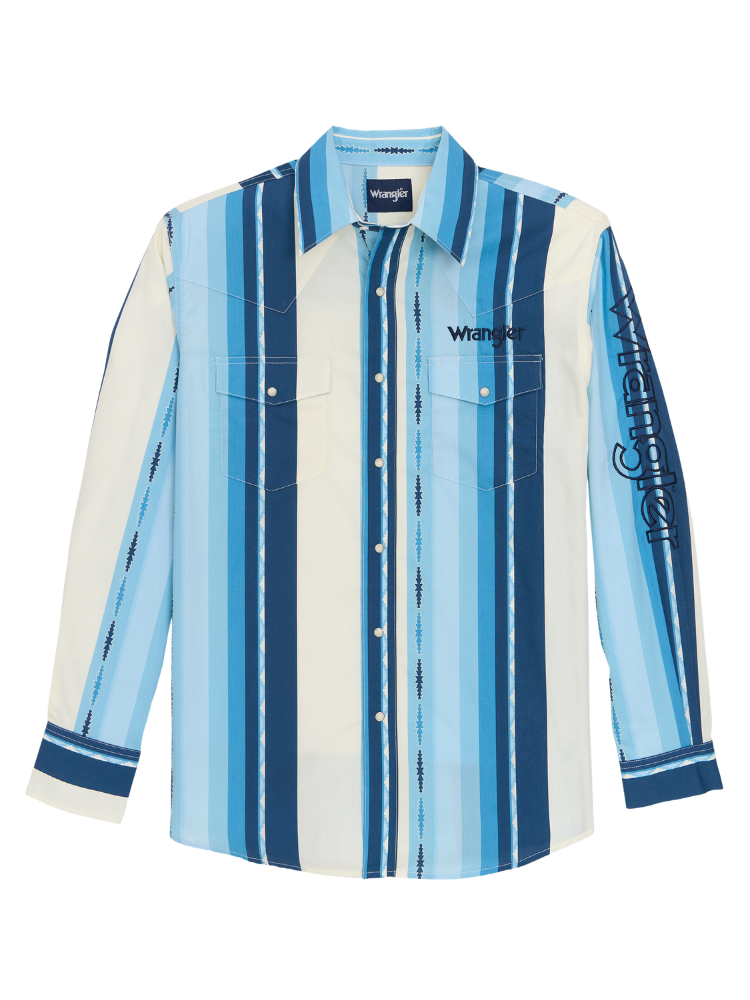 Chemise Western Vintage Stripe avec manche brodée - Homme