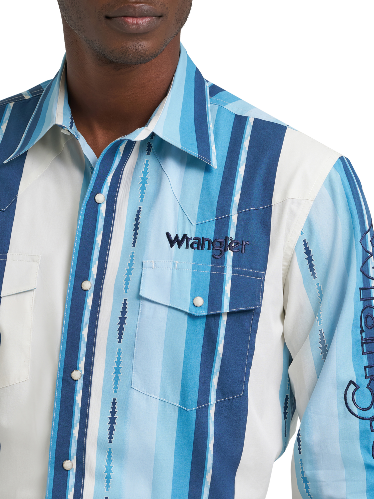 Chemise Western Vintage Stripe avec manche brodée - Homme