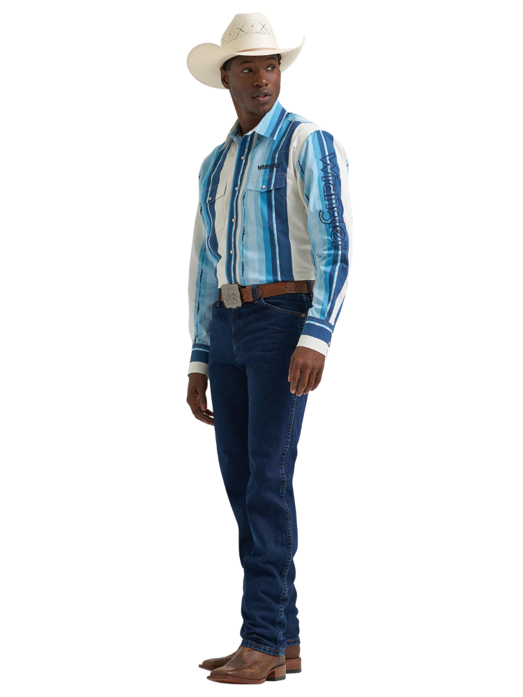 Chemise Western Vintage Stripe avec manche brodée - Homme