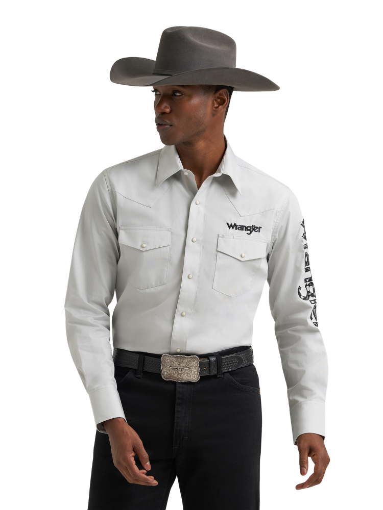 Chemise Western blanche à broderies - Homme