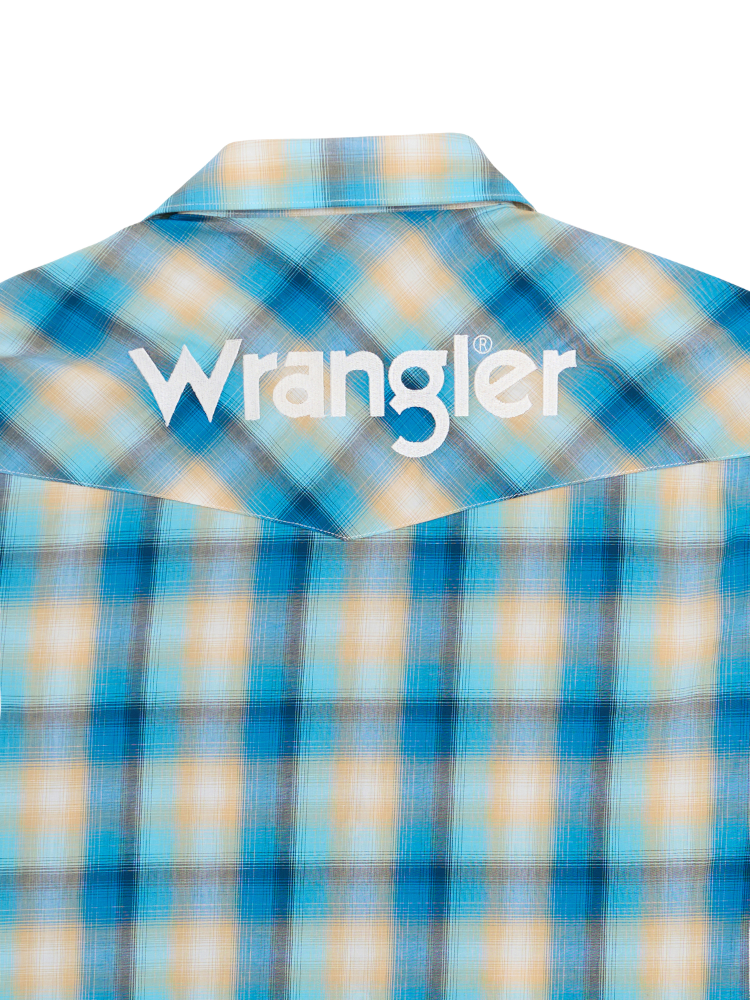 Chemise Western Plaid Turquoise avec broderie Logo - Homme
