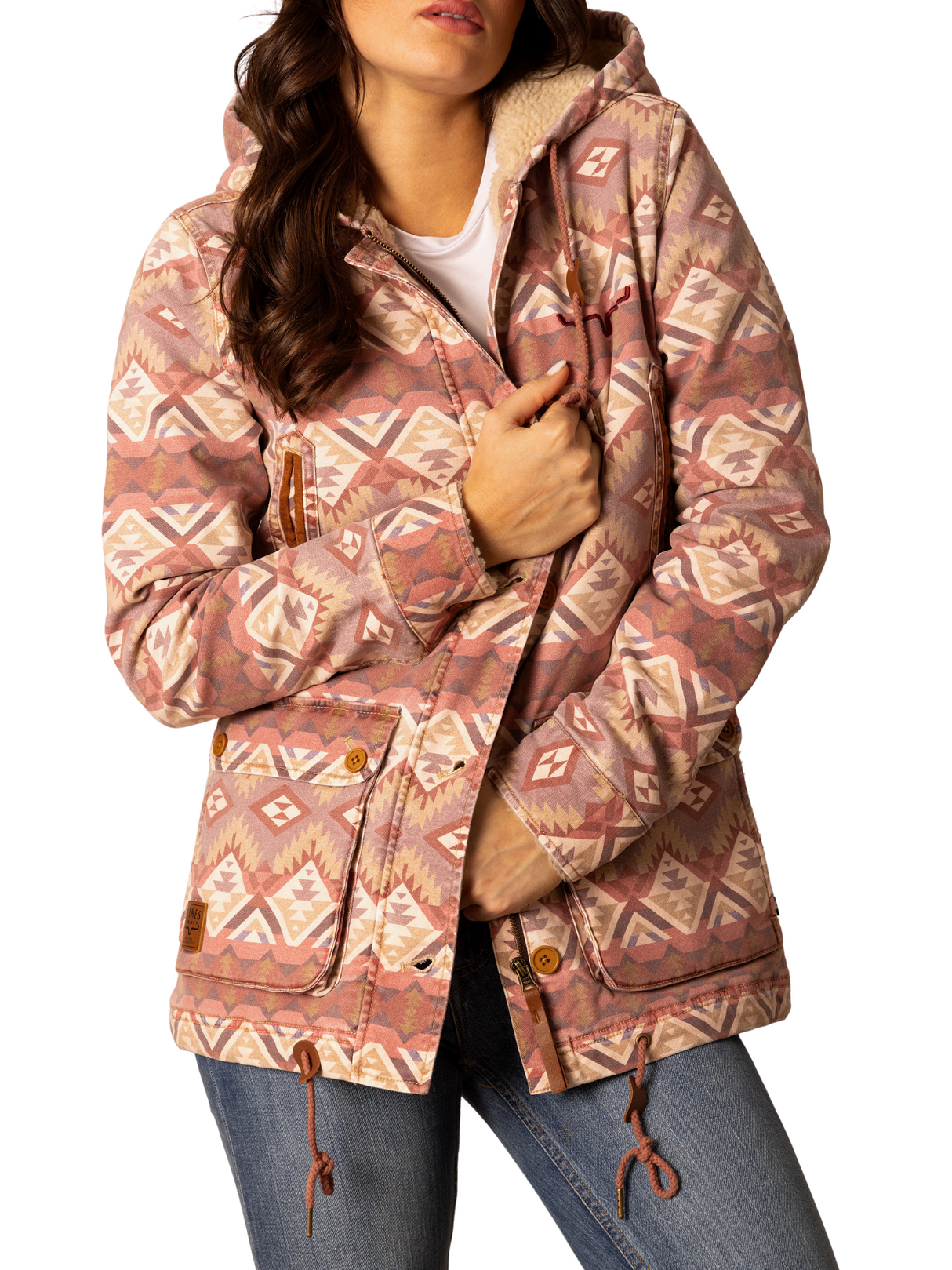 Manteau doublé sherpa AWA mauve - Femme