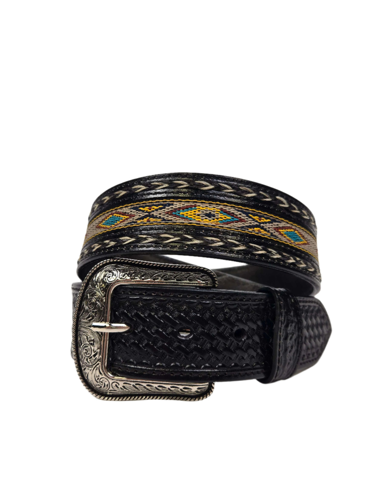 Ceinture western Aztec noire - Homme
