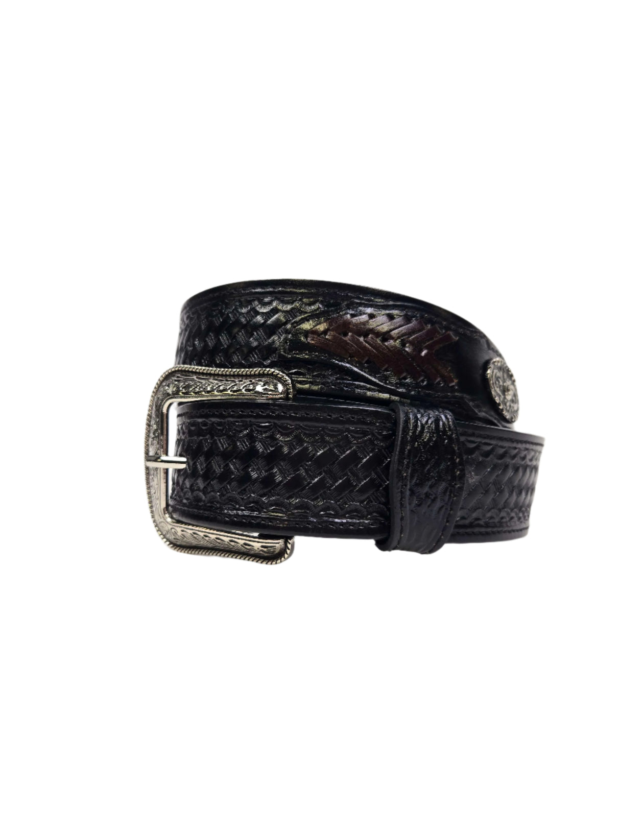 Ceinture western Concho Oval noire - Homme
