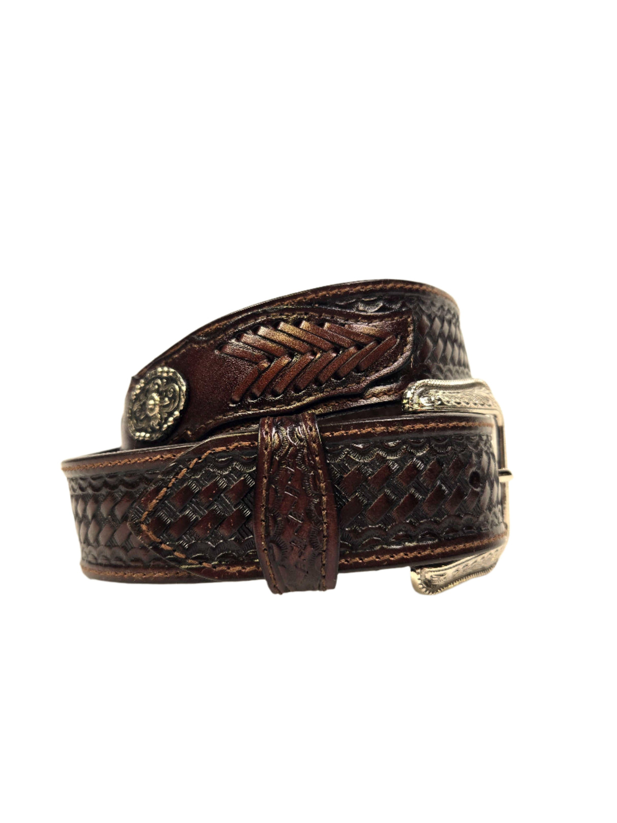 Ceinture western Concho Oval brune - Homme