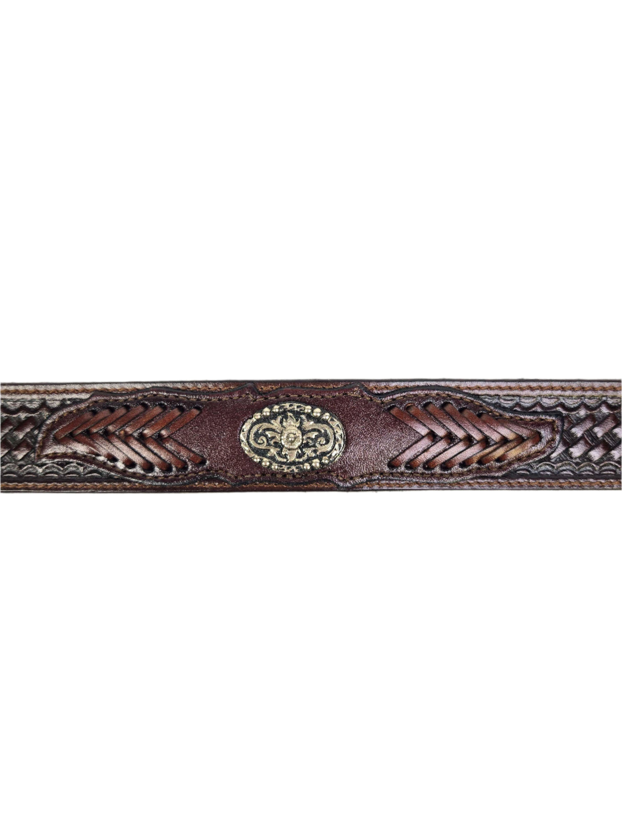Ceinture western Concho Oval brune - Homme