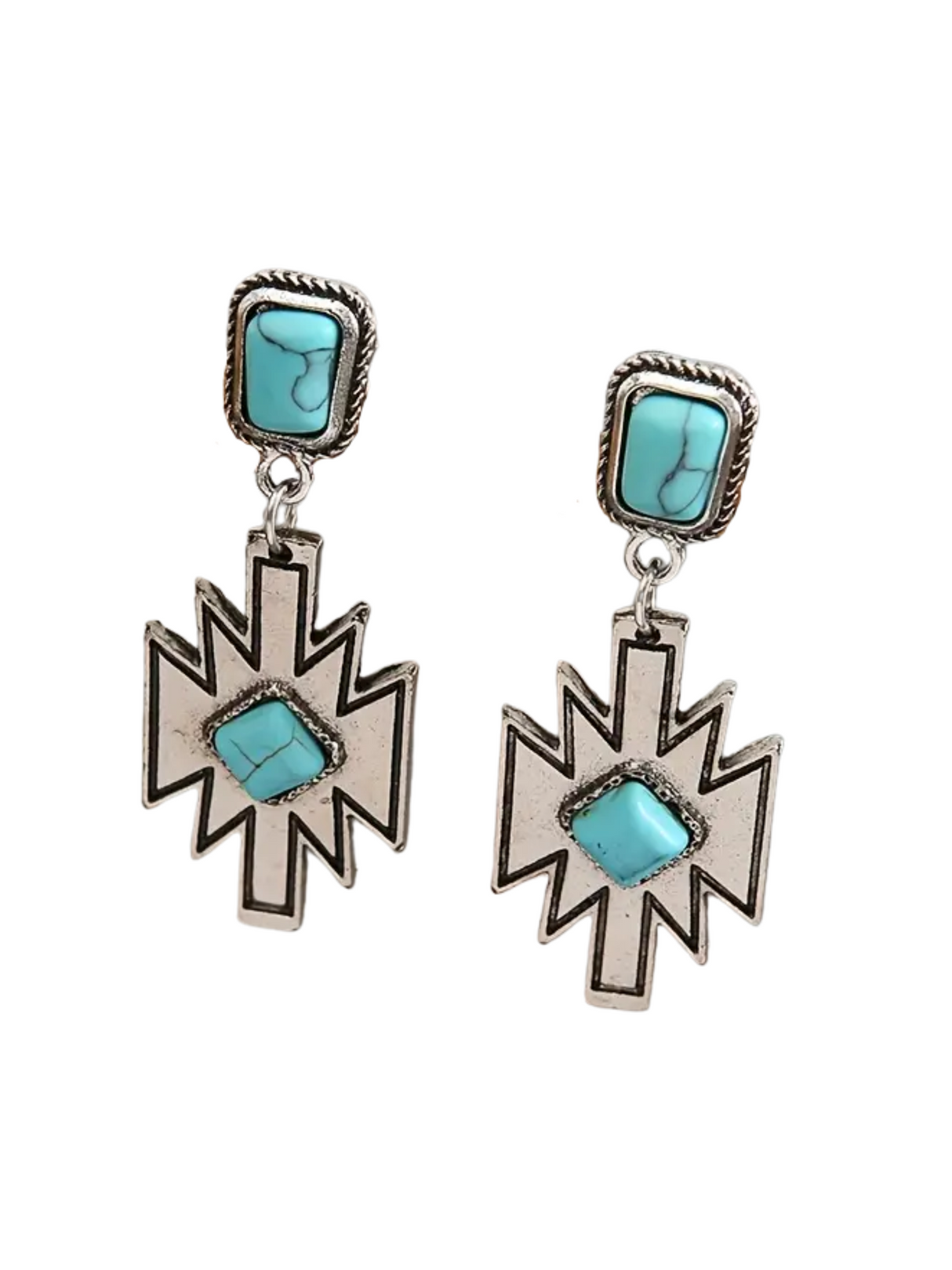 Boucles d'oreilles Géo turquoise