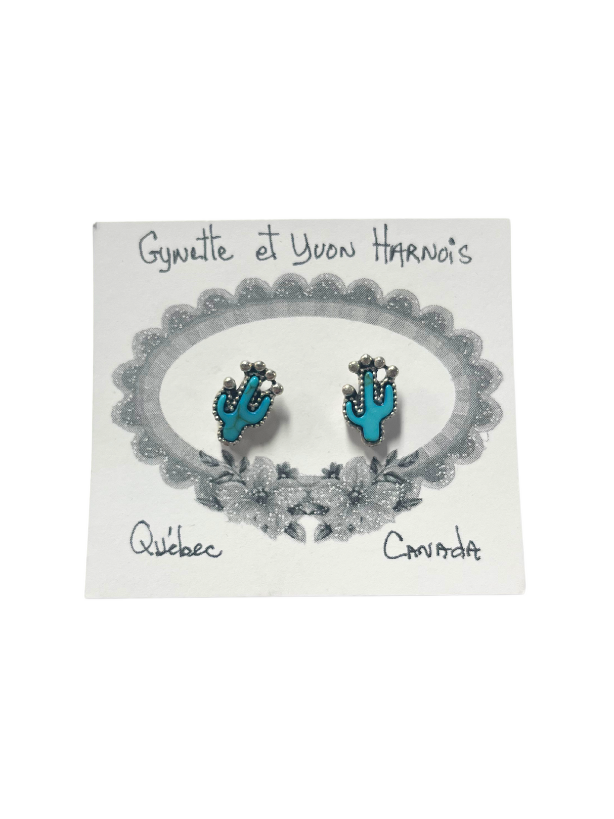 Boucles d'oreilles Cactus Pierre Turquoise