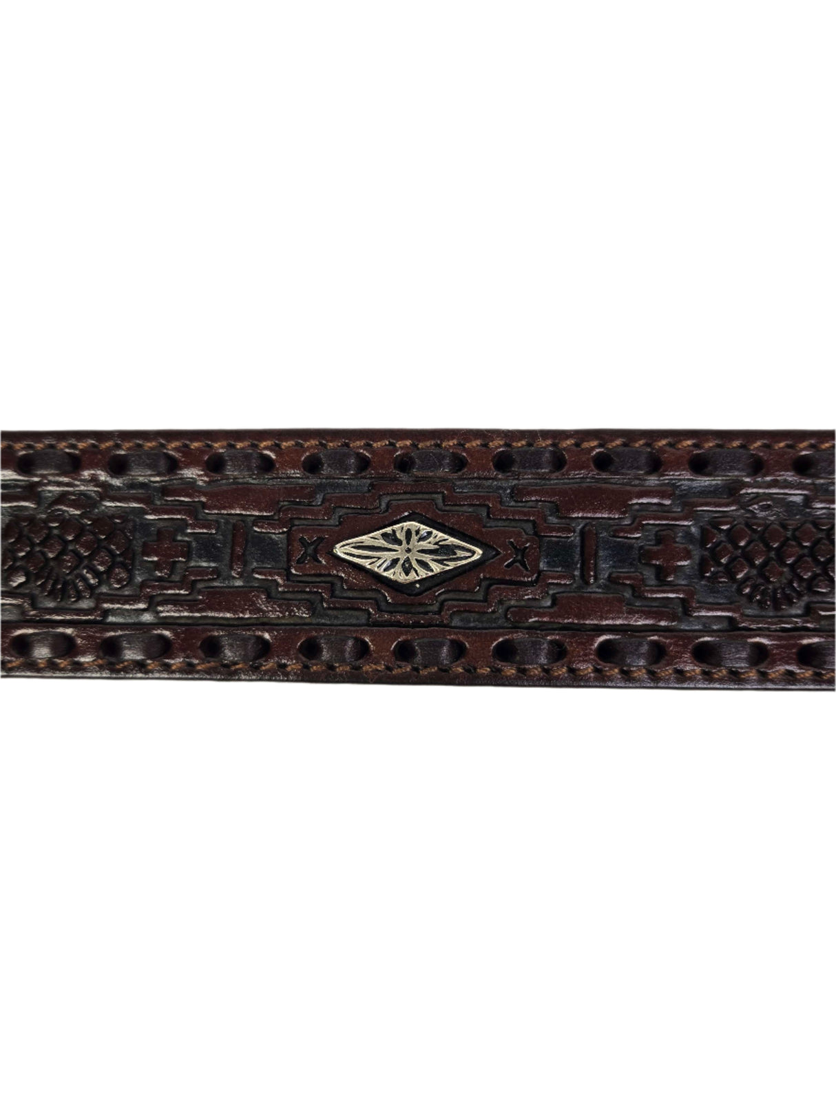 Ceinture western Diamond Concho brune - Homme