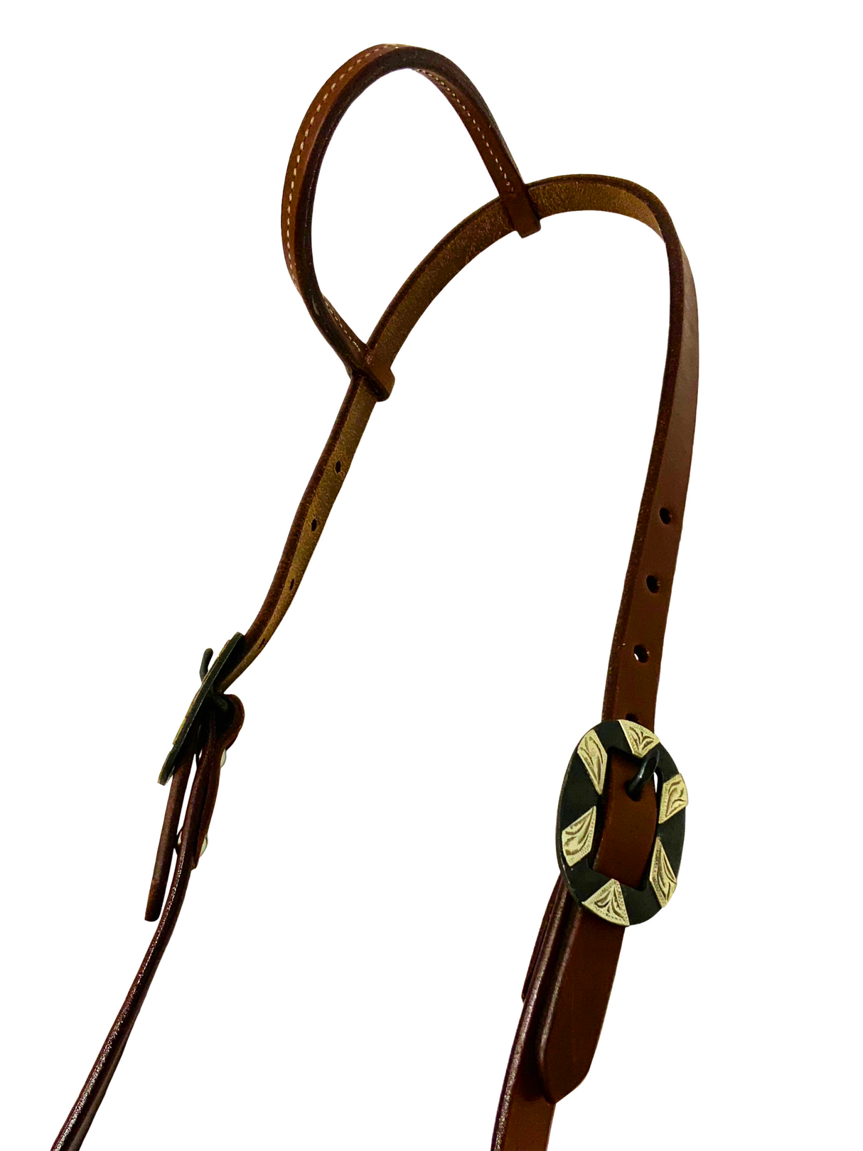 Bride Western à Oreille en Cuir avec Boucle Antique Silver