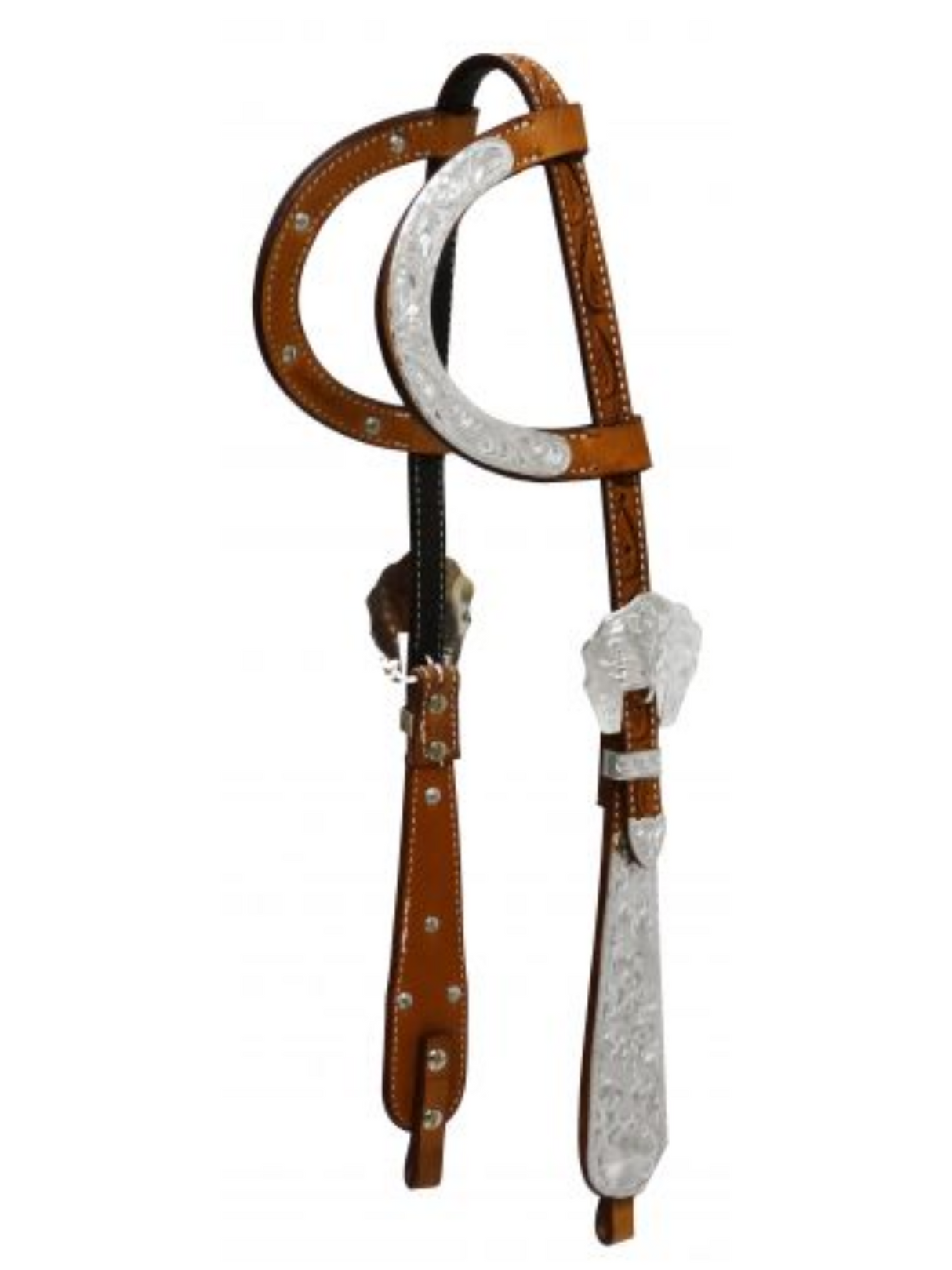 Bride Western de show à oreilles avec plaques d'Argent Gravé