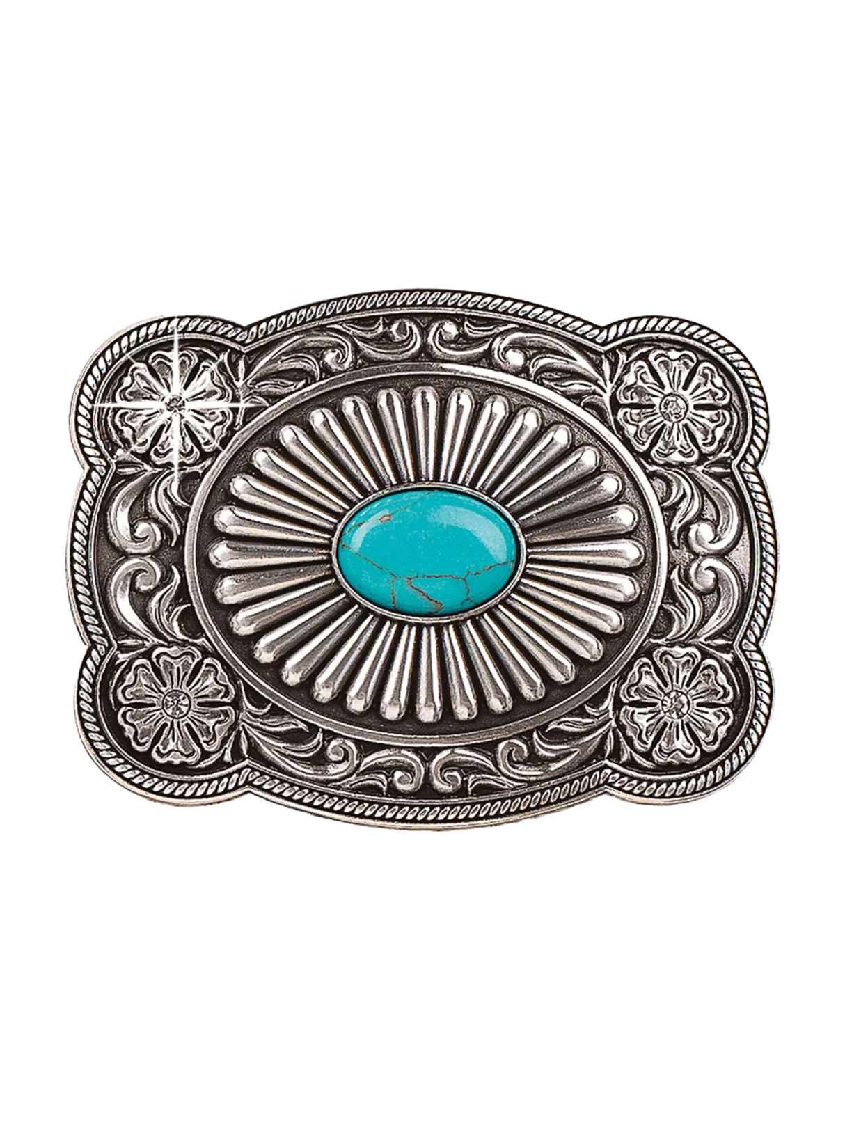Turquoise Stone Fanned Belt Buckle