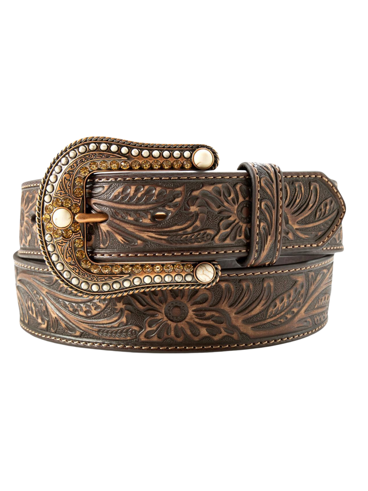 Floral Marble Embossed Belt - Women
