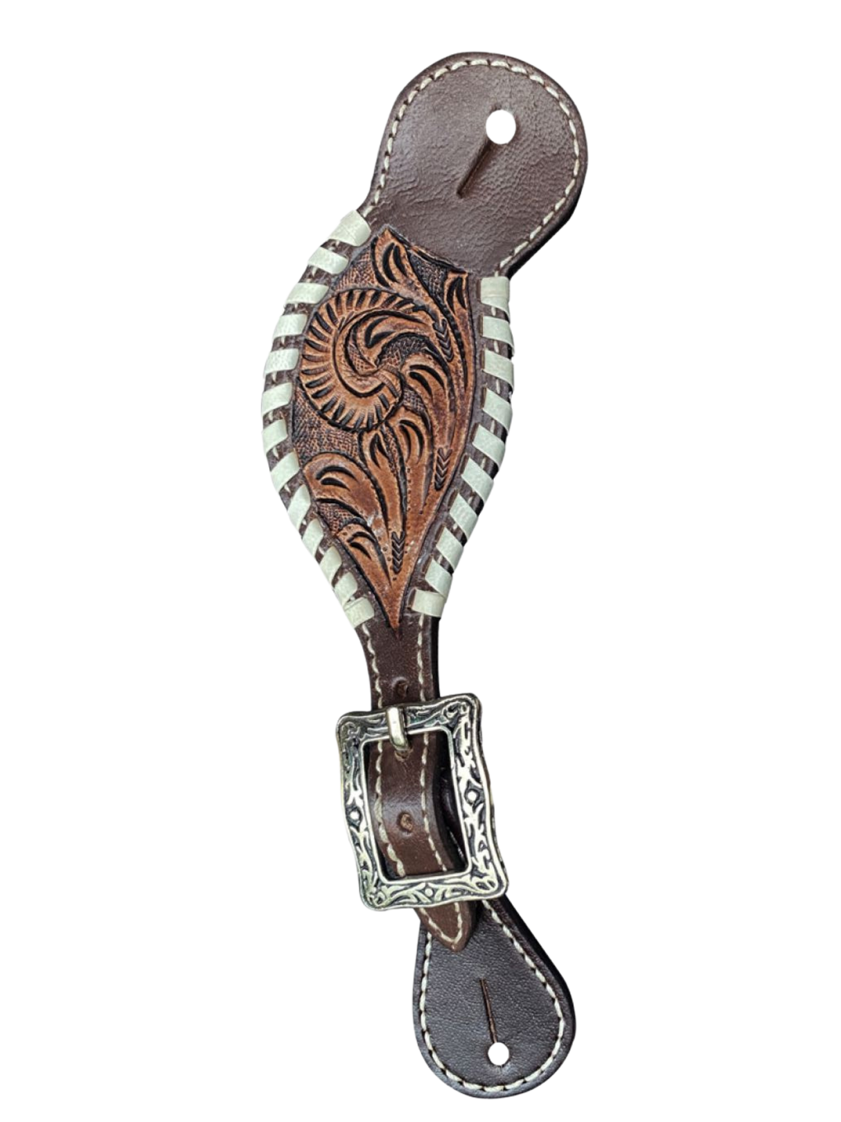 Western Floral Rawhide Spur Straps - Adult