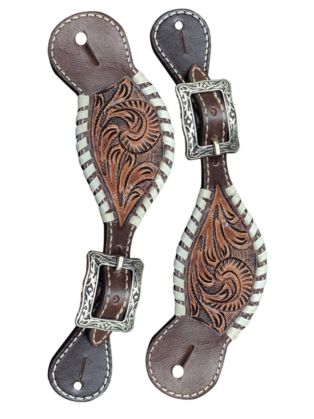 Western Floral Rawhide Spur Straps - Adult