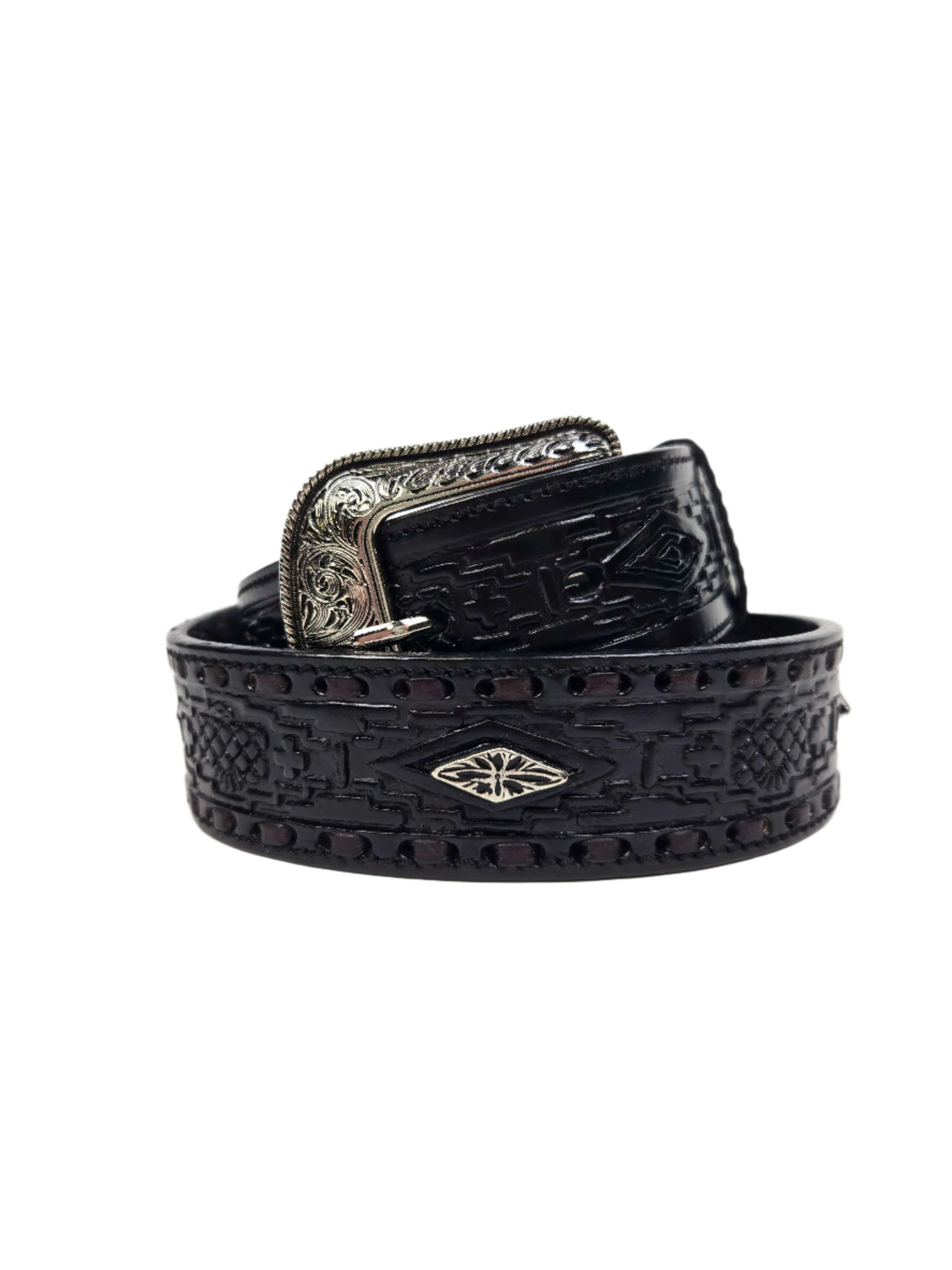 Ceinture western Diamond Concho Noire - Homme